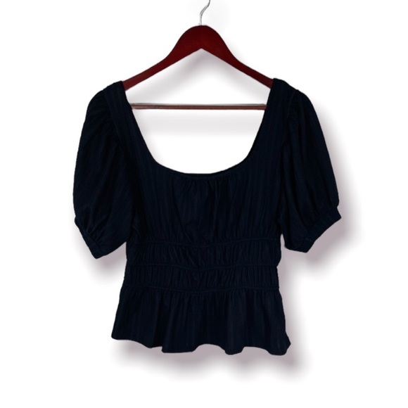 NWT Anthropologie Maeve Black Maeve Puff-Sleeved Top SMALL - Picture 6 of 11